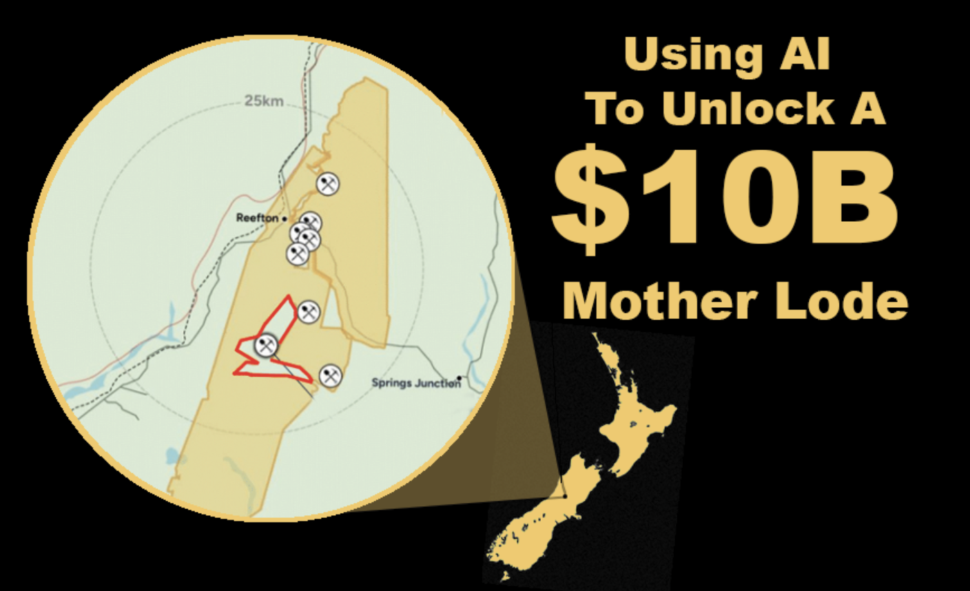 Map of the Reefton goldfield, New Zealand: using AI to unlock a $10B mother lode